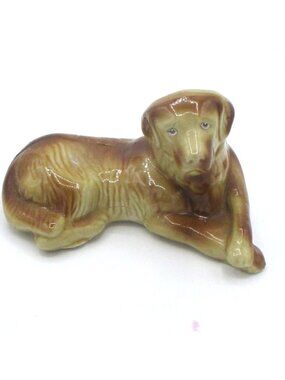 Vintage Handcrafted Ceramic Golden Lab Figurine Dog Statue Made In Brazil